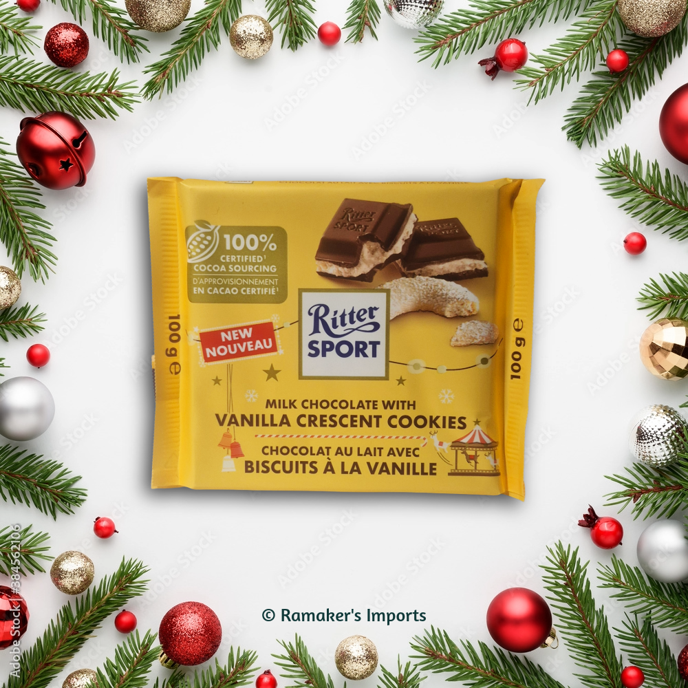 RitterSport Milk Chocolate with Vanilla Crescent Cookies