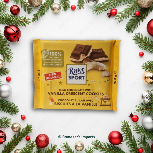 RitterSport Milk Chocolate with Vanilla Crescent Cookies